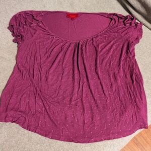 Jennifer Lopez Plum Blouse with Ruched Sleeves